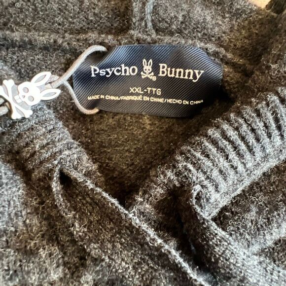 PSYCHO BUNNY Men’s San Luis Hooded Sweater XXL Heather Storm 100% Wool NWT New - Picture 8 of 15
